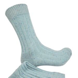 Soft Ribbed 82% Cashmere Ankle Socks Sz 9-11 Warm Cozy Garnet Hill Aqua Sprinkle